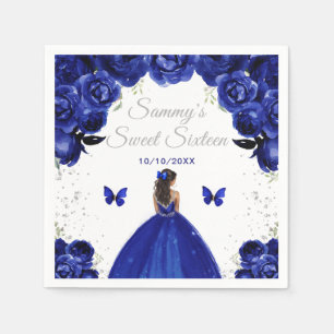 Donkerblauwe Donkere Huid Prinses Sweet Sixteen Servet