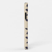 Donkerblauwe eiken bladeren patroon op beige achte Case-Mate iPhone case (Achterkant/rechts)
