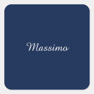 Donkerblauwe Elegante Casual Eigen Naam Handgeschr Vierkante Sticker