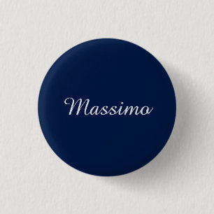 Donkerblauwe Elegante Casualle Eigen Naam Handgesc Ronde Button 3,2 Cm