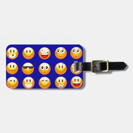 donkerblauwe emojas bagagelabel (Voorkant horizontaal)