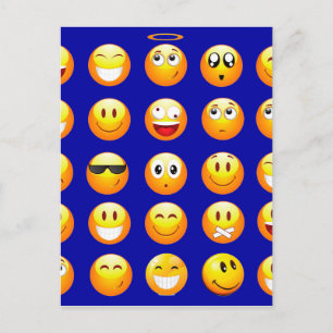 donkerblauwe emojas briefkaart