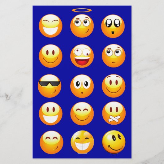 donkerblauwe emojas briefpapier (Voorkant)
