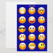 donkerblauwe emojas briefpapier (Voorkant / Achterkant)