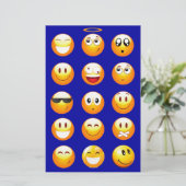donkerblauwe emojas briefpapier (Staand voorkant)
