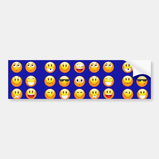 donkerblauwe emojas bumpersticker (Voorkant)