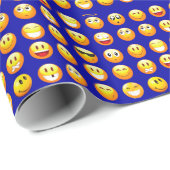 donkerblauwe emojas cadeaupapier (Rol Hoek)