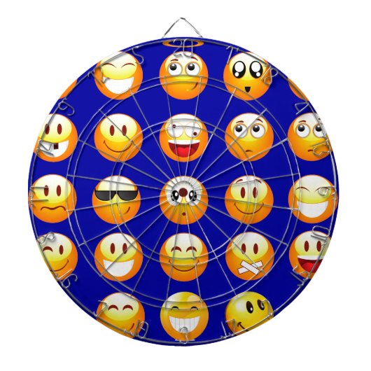 donkerblauwe emojas dartbord (Voorkant)