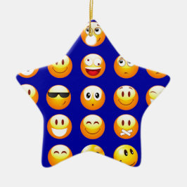 donkerblauwe emojas keramisch ornament