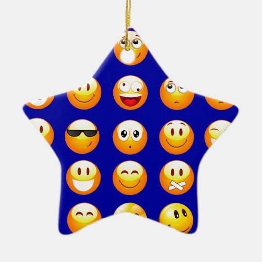 donkerblauwe emojas keramisch ornament (Voorkant)
