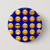 donkerblauwe emojas ronde button 5,7 cm (Voorkant)