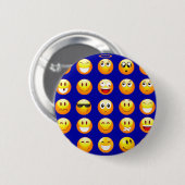 donkerblauwe emojas ronde button 5,7 cm (Voorkant /achterkant)