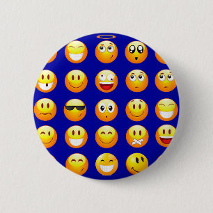donkerblauwe emojas ronde button 5,7 cm