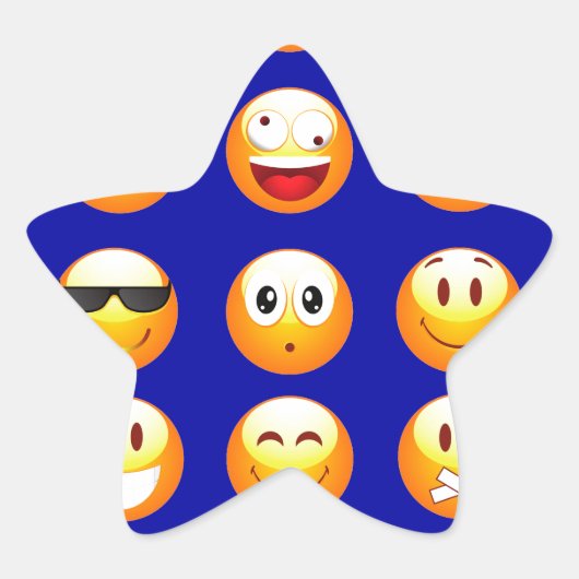 donkerblauwe emojas ster sticker (Voorkant)