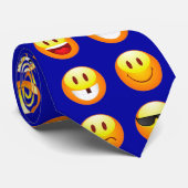 donkerblauwe emojas stropdas (Opgerold)