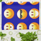 donkerblauwe emojas theedoek (Gevouwen)