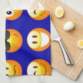 donkerblauwe emojas theedoek (Quarter Fold)