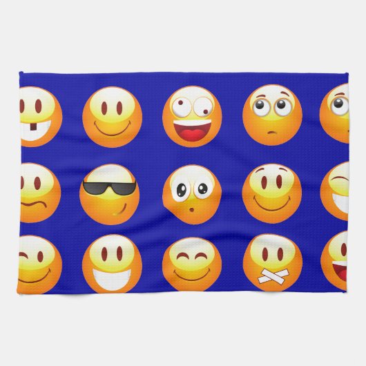 donkerblauwe emojas theedoek (Horizontaal)