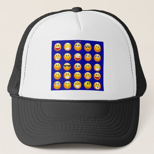 donkerblauwe emojas trucker pet (Voorkant)