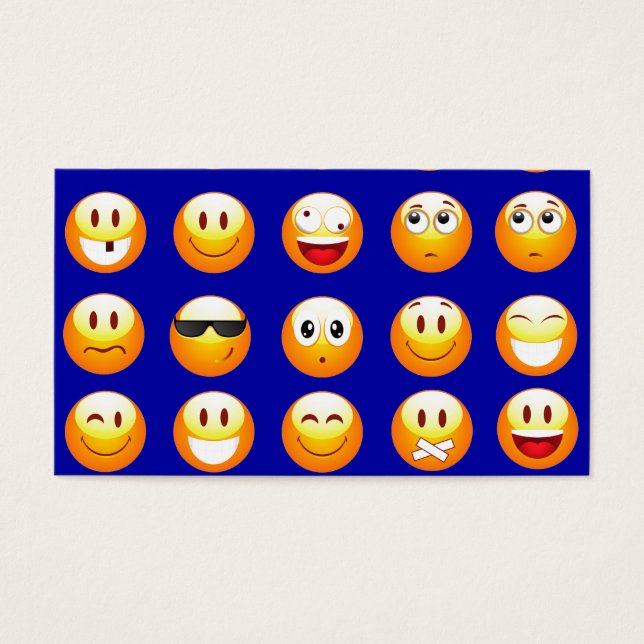 donkerblauwe emojas visitekaartje (Voorkant)
