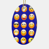 donkerblauwe emojis keramisch ornament (Links)