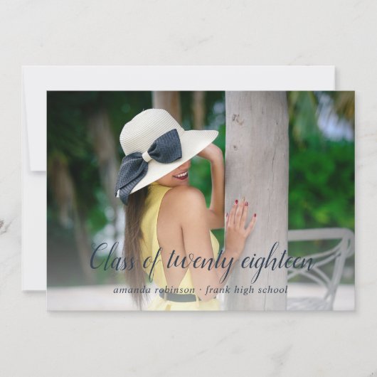 Donkerblauwe en blauwe strepen Afstuderen Aankondi Aankondiging (Voorkant)