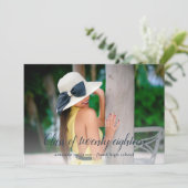 Donkerblauwe en blauwe strepen Afstuderen Aankondi Aankondiging (Staand voorkant)