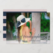 Donkerblauwe en blauwe strepen Afstuderen Aankondi Aankondiging (Voorkant / Achterkant)