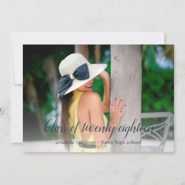 Donkerblauwe en blauwe strepen Afstuderen Aankondi Aankondiging