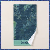  donkerblauwe en Blauwgroen groene bladeren Bad Handdoek