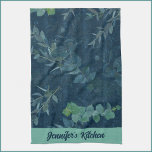 donkerblauwe en Blauwgroen groene bladeren Theedoek<br><div class="desc">Prachtige en  blauwgroen groene en donkerblauwe bladeren.</div>
