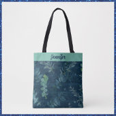 donkerblauwe en Blauwgroen groene bladeren Tote Bag