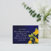 Donkerblauwe en gele rozenbruiloft informatiekaartje (Staand voorkant)