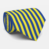 Donkerblauwe en gele strepen  stropdas (Opgerold)