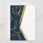 Donkerblauwe en gouden marmeren chique moderne bru kaart (Achterkant)