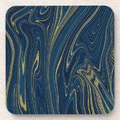 Donkerblauwe en gouden moderne glamour marmeren ch bier onderzetter (Voorkant)