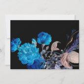 Donkerblauwe en gouden Roos Gothic Wedding Kaart (Achterkant)