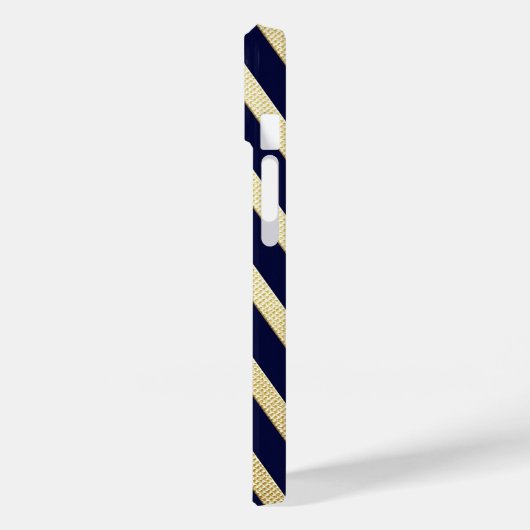 Donkerblauwe en gouden strepen Case-Mate iPhone case (Achterkant / Links)