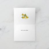 Donkerblauwe en goudsbloemgele rozen bruiloft bedankkaart (Binnen)