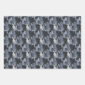 Donkerblauwe en grijze kerstbomen inpakpapier vel (Voorkant 3)