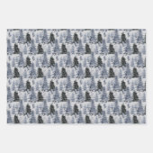 Donkerblauwe en grijze kerstbomen inpakpapier vel (Voorkant 2)