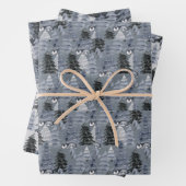 Donkerblauwe en grijze kerstbomen inpakpapier vel (In situ)