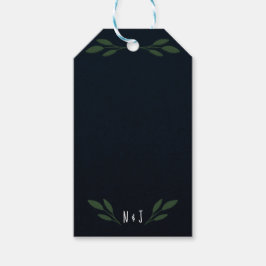 Donkerblauwe en groene bladeren groenbladeren rust cadeaulabel
