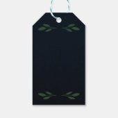 Donkerblauwe en groene bladeren groenbladeren rust cadeaulabel (Achterkant)