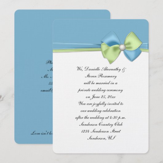 Donkerblauwe en groene linten en alleen borstelont kaart (Voorkant / Achterkant)