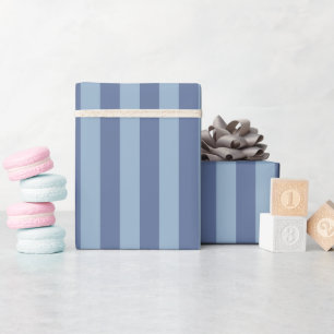 Donkerblauwe en lichtblauwe strepen cadeaupapier