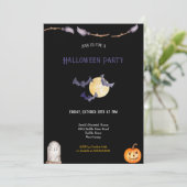 DONKERBLAUWE EN ORANJE HALLOWEEN UITNODIGING (Staand voorkant)