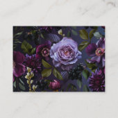 Donkerblauwe en paarse bloemrijke bruidsbruiloft i informatiekaartje (Achterkant)
