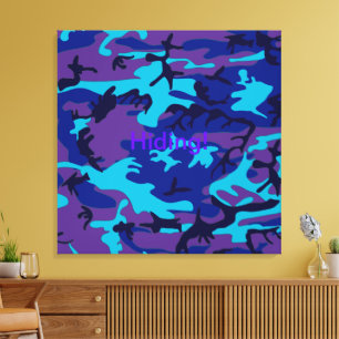 Donkerblauwe en paarse camouflage gestrekte canvas afdruk
