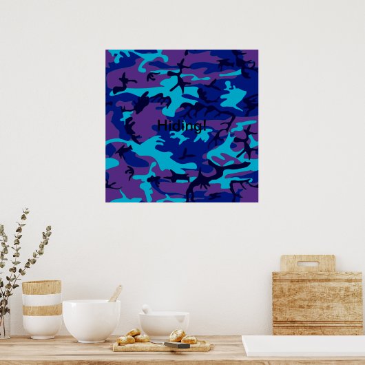 Donkerblauwe en paarse camouflageposter poster (Keuken)